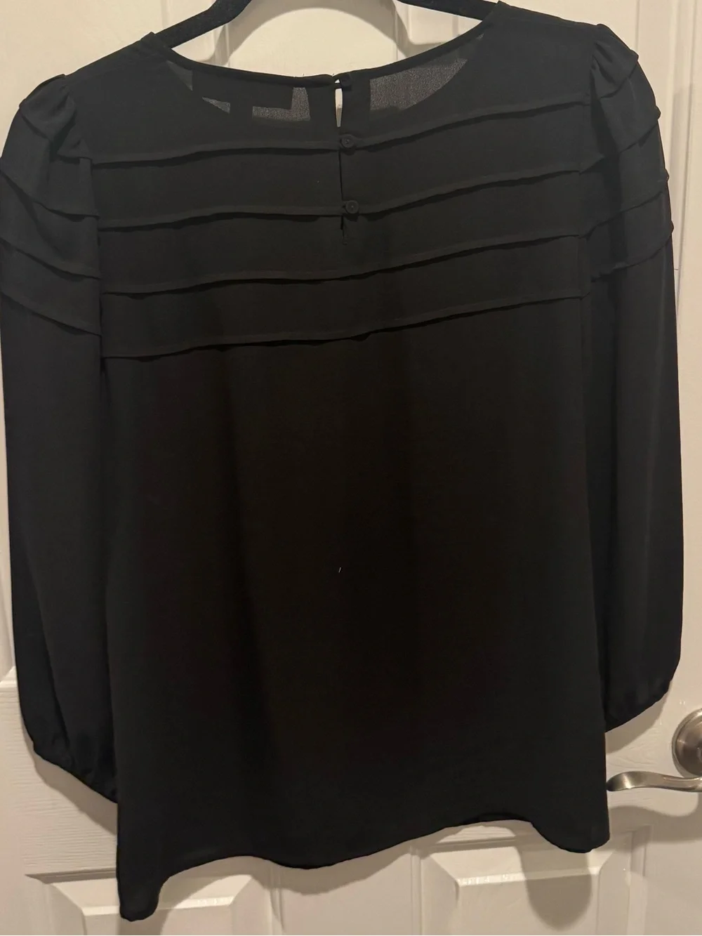 LOFT Black Paneled Yoke Blouse Size XS
